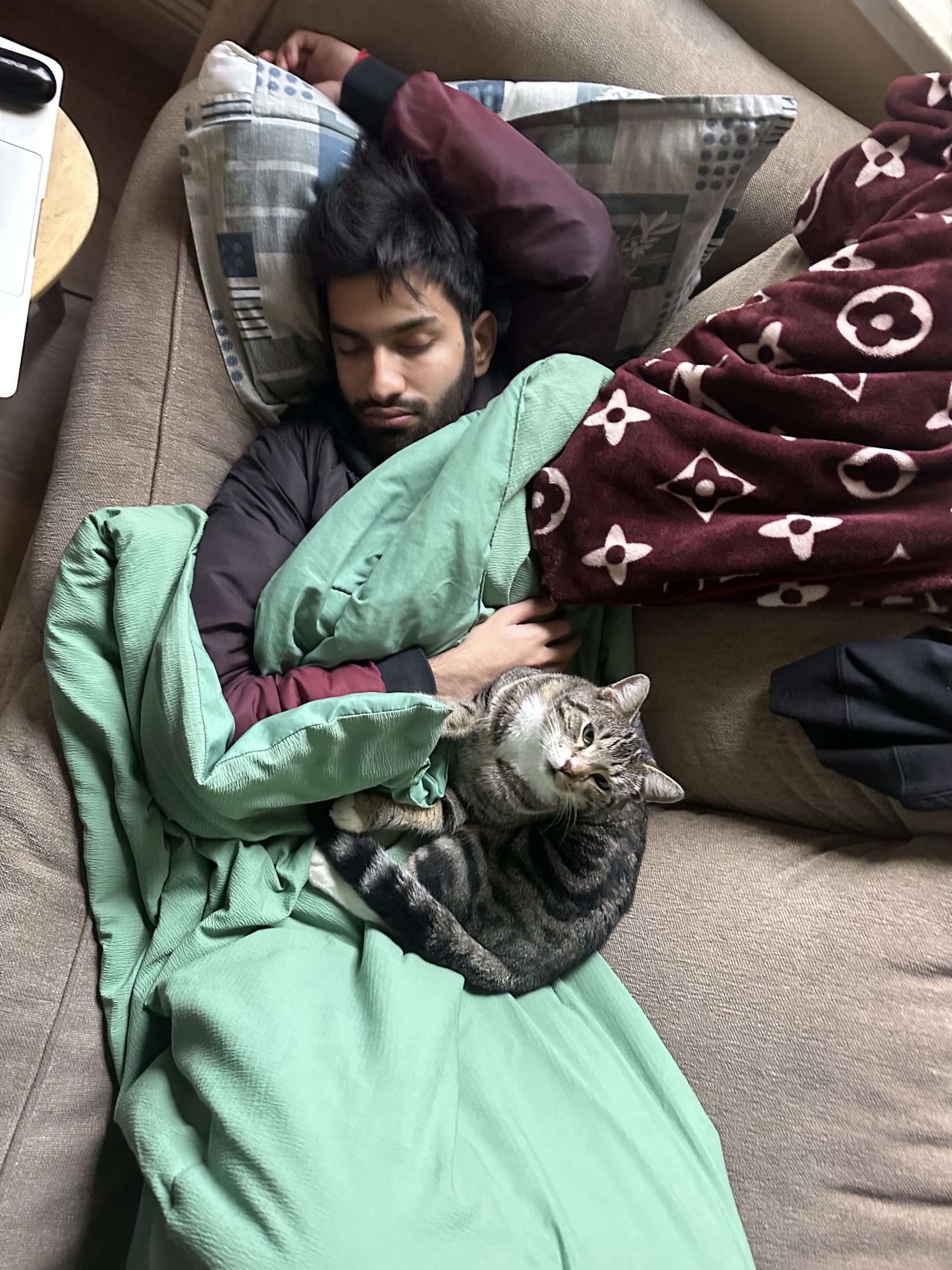 Kartikeya resting with blankets