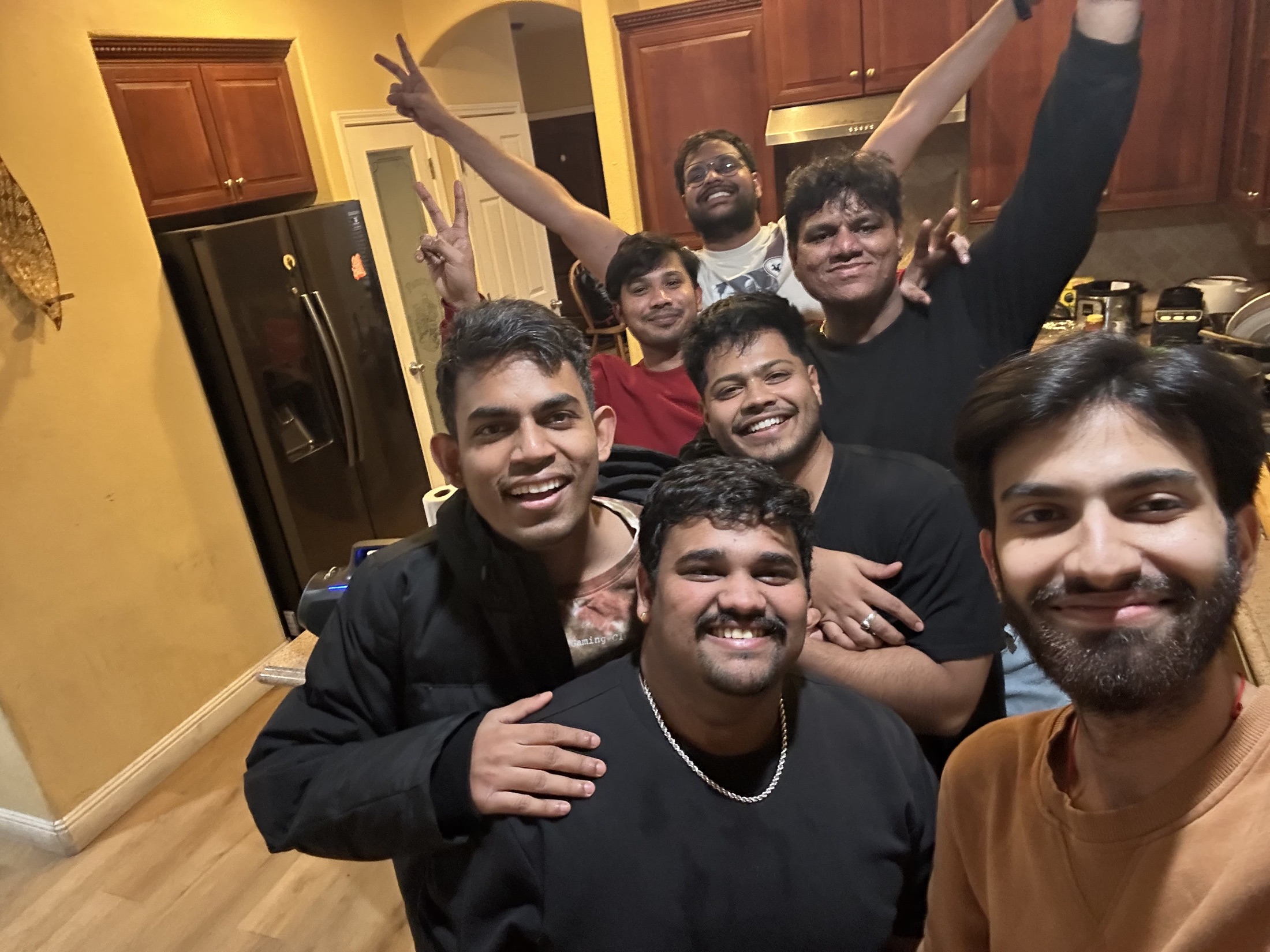 Friends posing together indoors